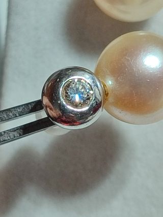 Pendientes oro blanco perlas diamantes