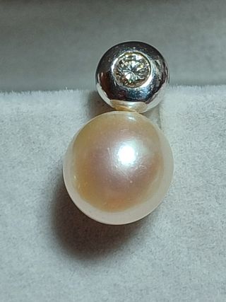 Pendientes oro blanco perlas diamantes