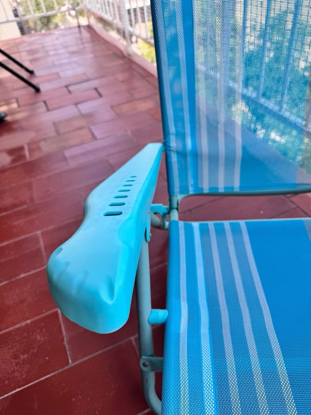 Silla playa plegable azul