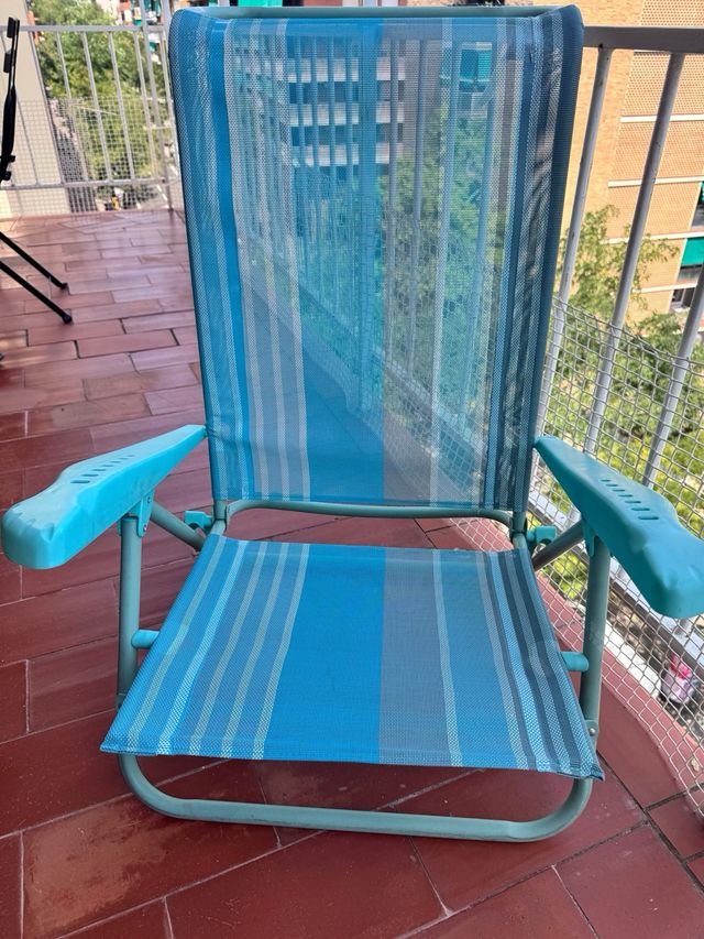 Silla playa plegable azul