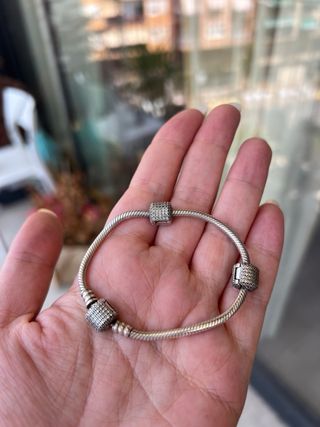 Pulsera Pandora plata - 3 clips