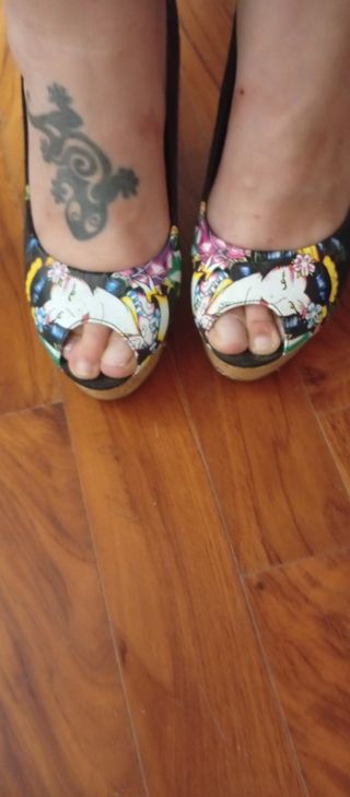 Sandali zeppa - fiori giapponesi