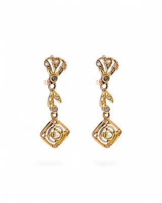 Pendientes vintage oro amarillo diamantes
