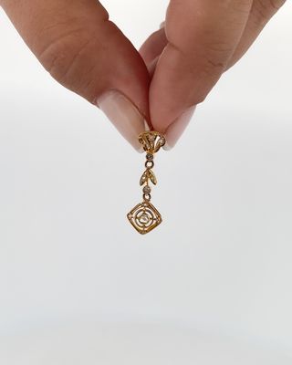 Pendientes vintage oro amarillo diamantes