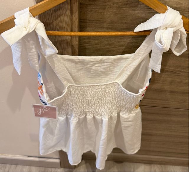 Top blanco tirantes, multicolor