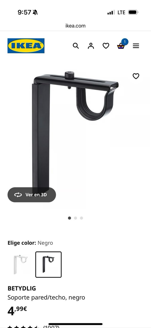 Soporte barra cortina IKEA - Negro