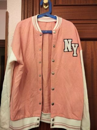Chaqueta universitaria rosa niña