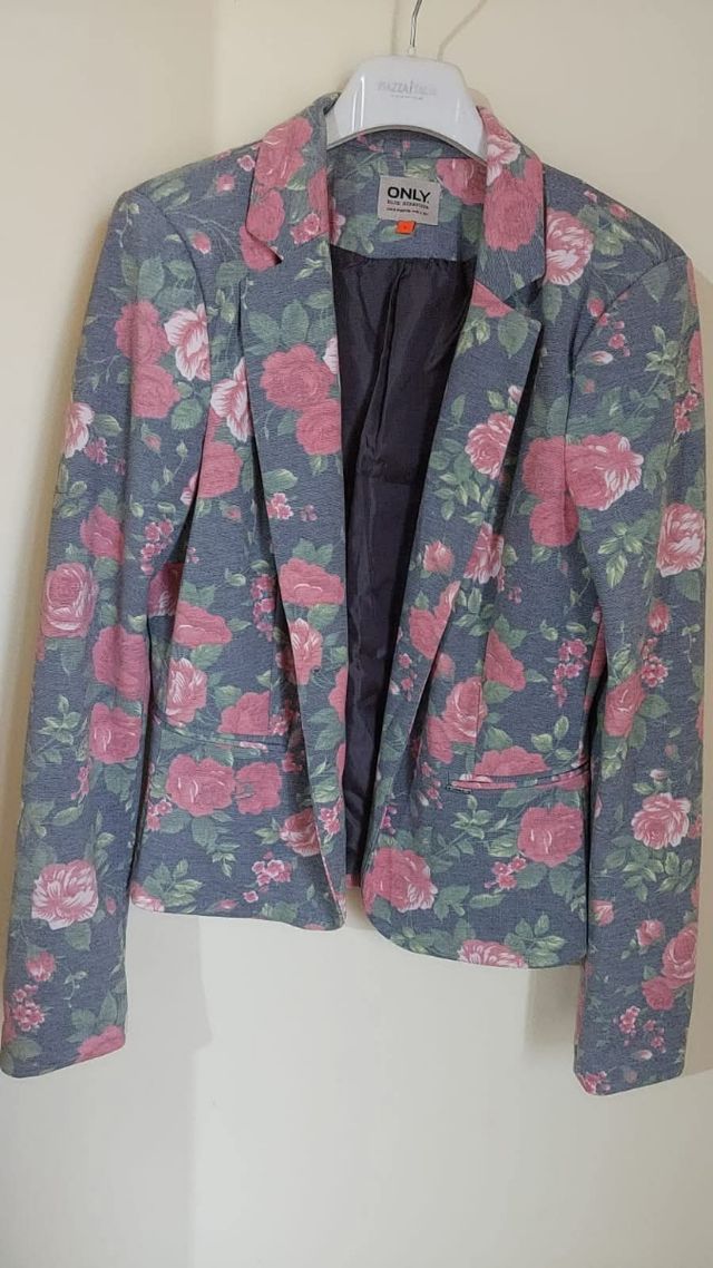 Blazer ONLY fiori rosa grigio