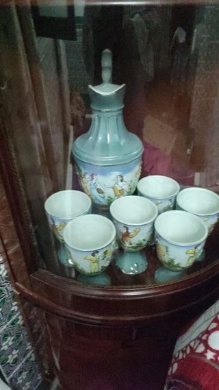Juego jarra y vasos porcelana
