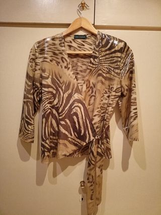 Blusa CURSO DI MAGLIA marrón-beige atigrada brilla
