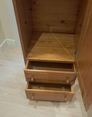 Armario madera marrón 2 cajones