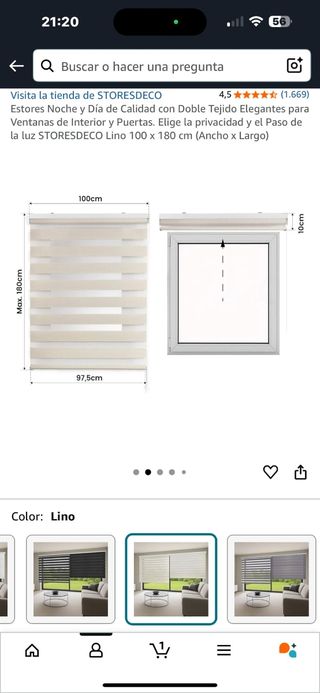 Estor STORESDECO Lino 100x180cm