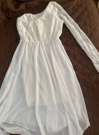 Vestido blanco encaje dorado