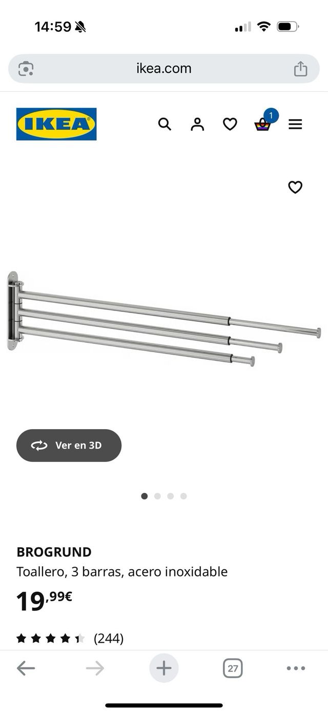 Toallero de baño - 3 barras - Ikea