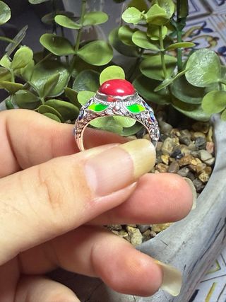 Anillo plata turmalina roja