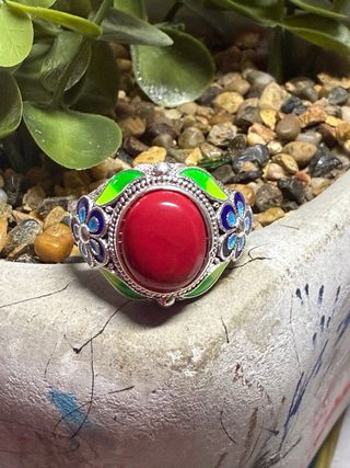 Anillo plata turmalina roja