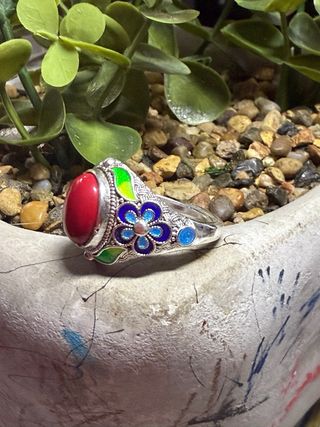 Anillo plata turmalina roja