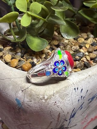 Anillo plata turmalina roja