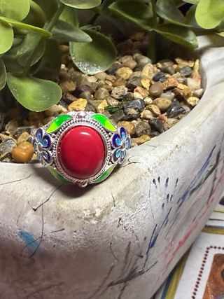 Anillo plata turmalina roja