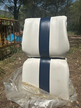 Asientos náuticos dobles: Vinilo blanco/azul