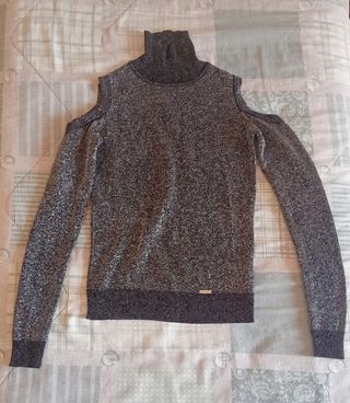 Maglia glitter scollo alto