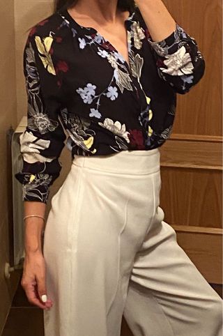 Blusa negra Hema S - floral