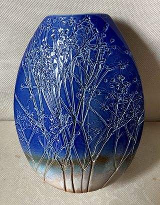 Vaso Ceramica Blu Dipinto a Mano