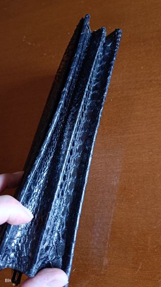 Bolso piel serpiente auténtica, negro.