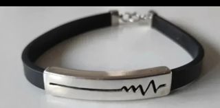 Pulseras cuero plata - 3uds