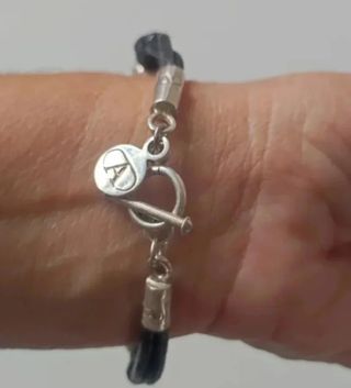 Pulseras cuero plata - 3uds