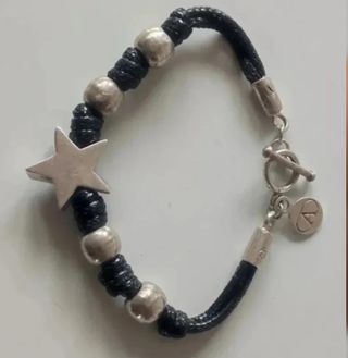 Pulseras cuero plata - 3uds