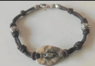 Pulseras cuero plata - 3uds