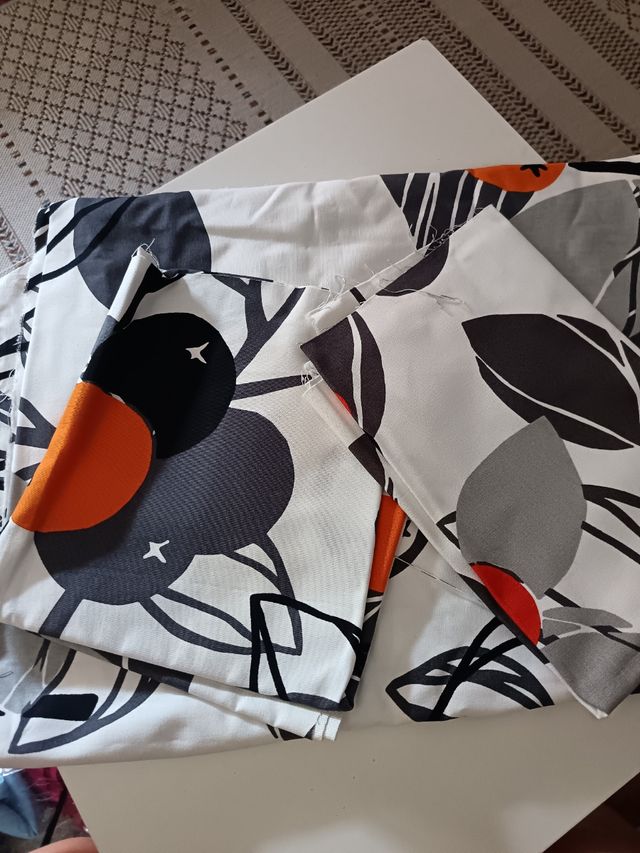 Retales tela - naranja y blanco