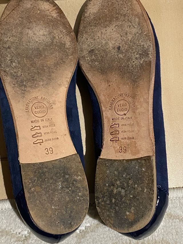 Ballerine blu - Camoscio e cuoio