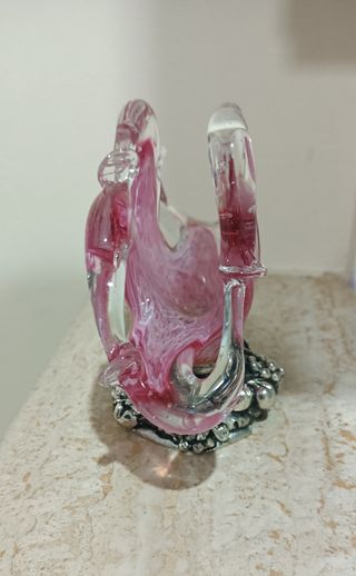 Portatovaglioli vintage in vetro di Murano Argento
