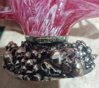 Portatovaglioli vintage in vetro di Murano Argento
