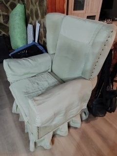 Sillones orejeros verdes - tela