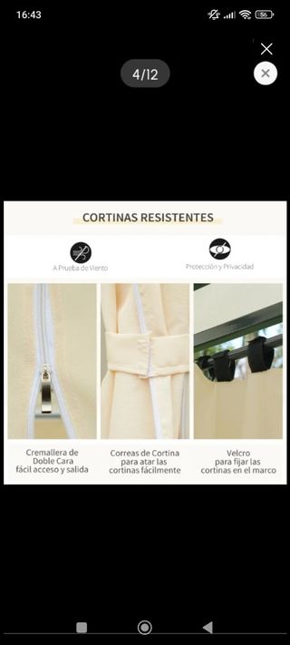 Cenador jardín beige metal