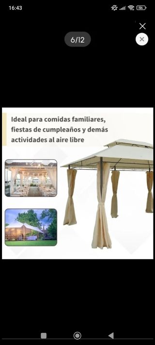 Cenador jardín beige metal