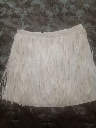 Minifalda blanca flecos