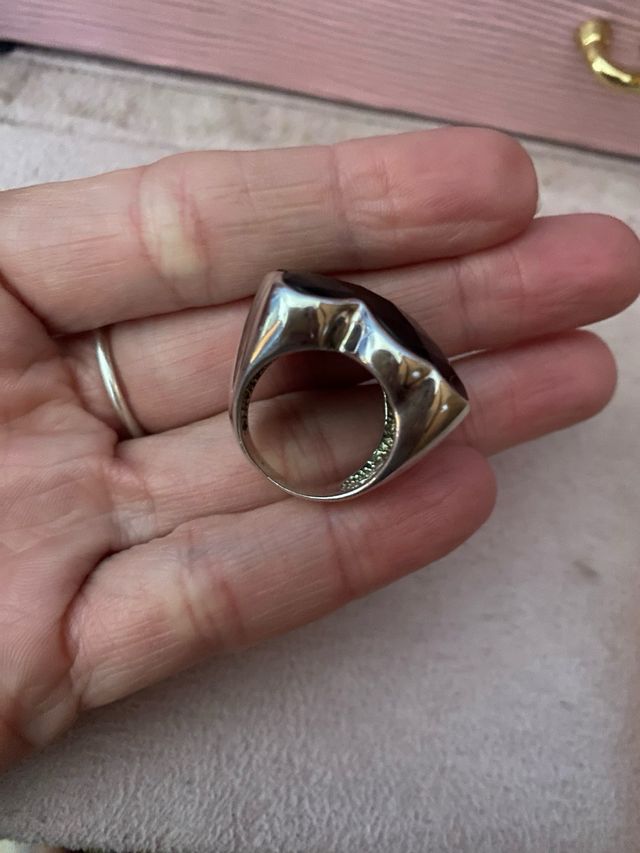 Anillo Tous oso negro plata onix