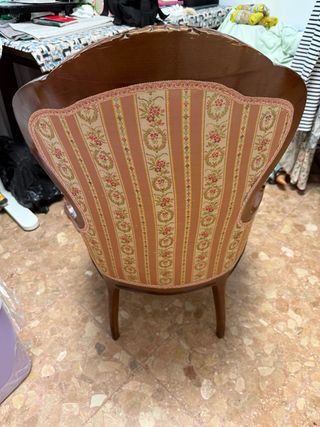 Sillón Luis XV - Madera y tela