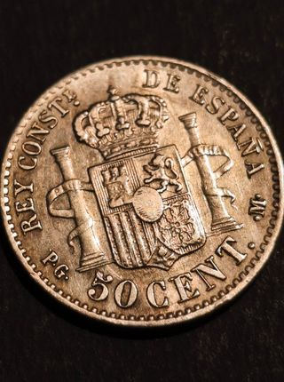 Moneda 50 céntimos Alfonso XIII 1892