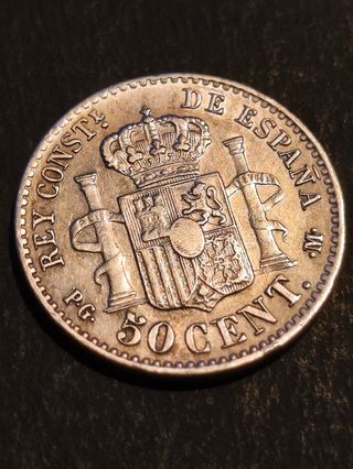Moneda 50 céntimos Alfonso XIII 1892