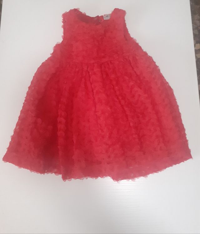 Vestido niña rojo + abrigo blanco