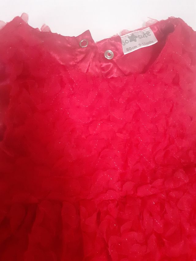 Vestido niña rojo + abrigo blanco