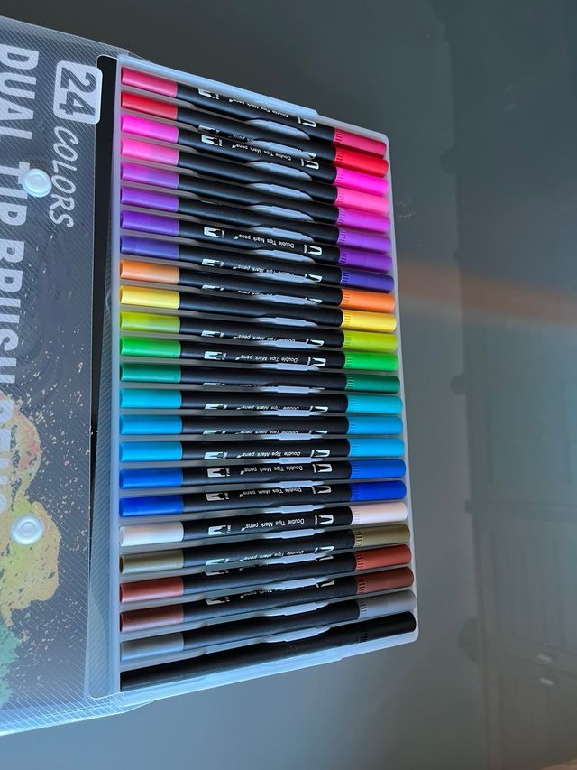 24 Canetas Dual Tip Brush