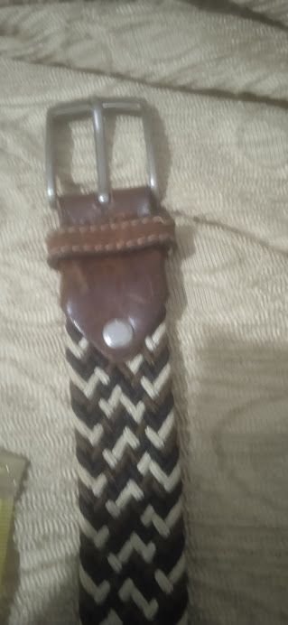 Cintura intrecciata marrone e beige