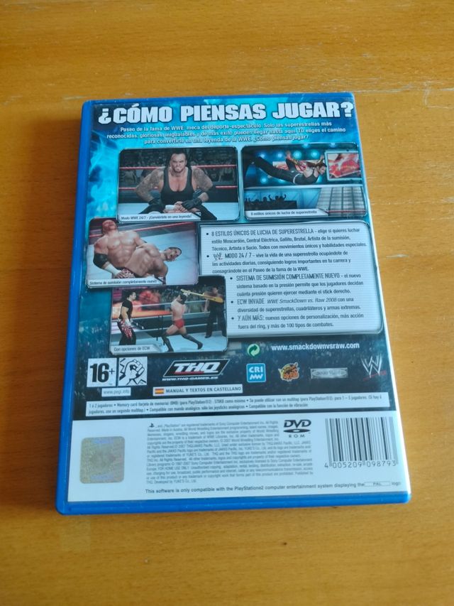 Caja vacia del juego WWE SmackDown vs. Raw 2008
