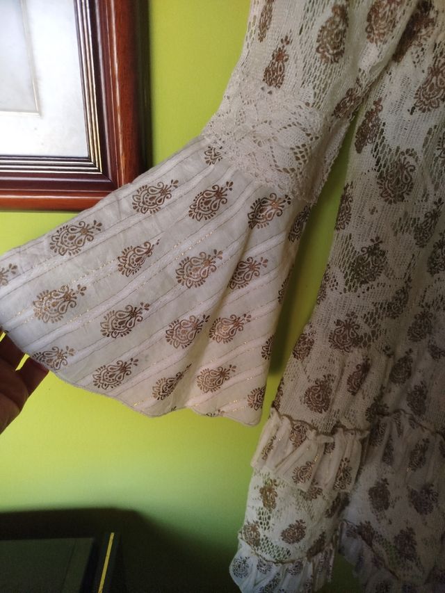 Vestido encaje MYM beige-dorado